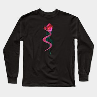 Red Serpent with Red Rose Long Sleeve T-Shirt